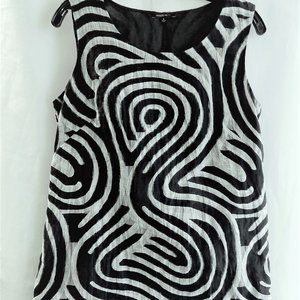 Lafayette 148 New York Black & Gray Linen Blend Shell in Size 6